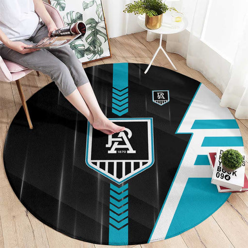 Port Adelaide Power Round Carpet Modern Geometric Sports Graphic Style