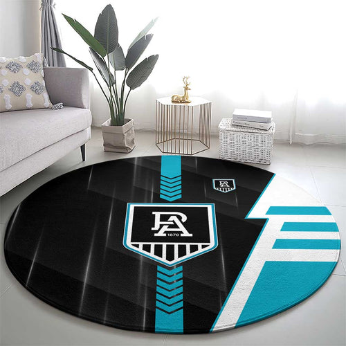 Port Adelaide Power Round Carpet Modern Geometric Sports Graphic Style