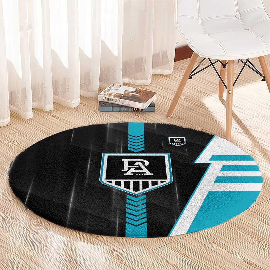 Port Adelaide Power Round Carpet Modern Geometric Sports Graphic Style