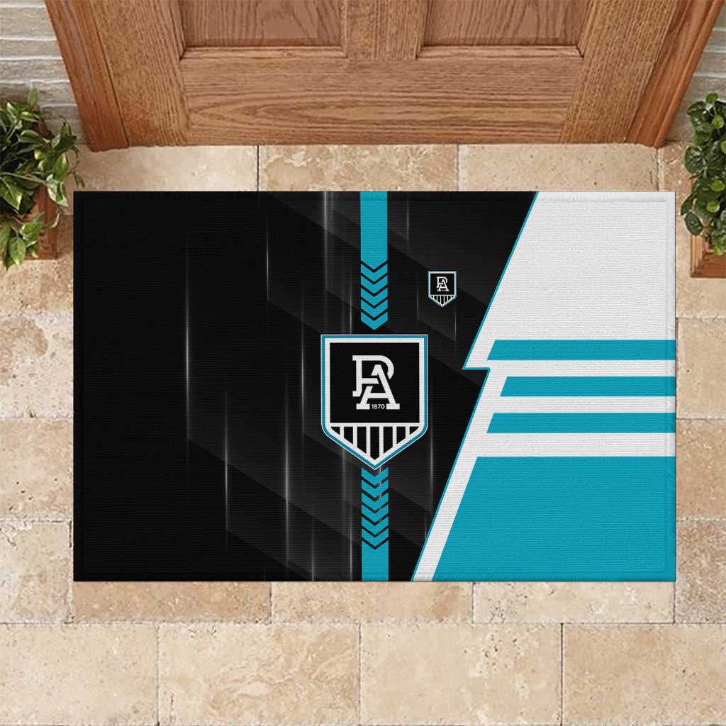 Port Adelaide Power Rubber Doormat Modern Geometric Sports Graphic Style