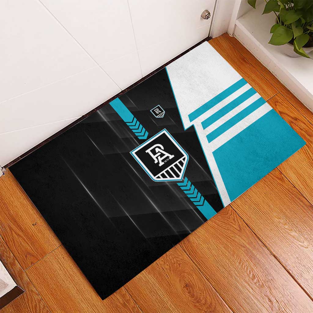 Port Adelaide Power Rubber Doormat Modern Geometric Sports Graphic Style