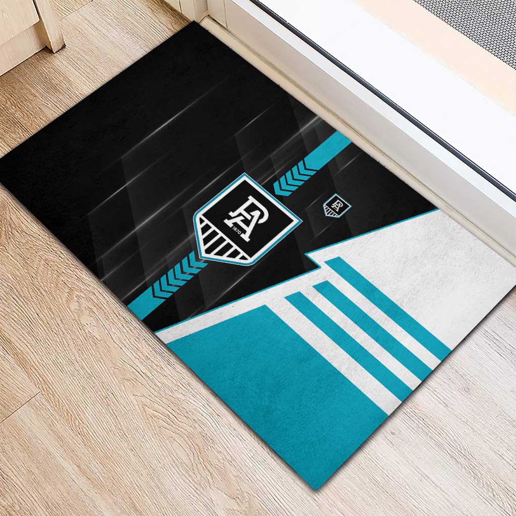 Port Adelaide Power Rubber Doormat Modern Geometric Sports Graphic Style