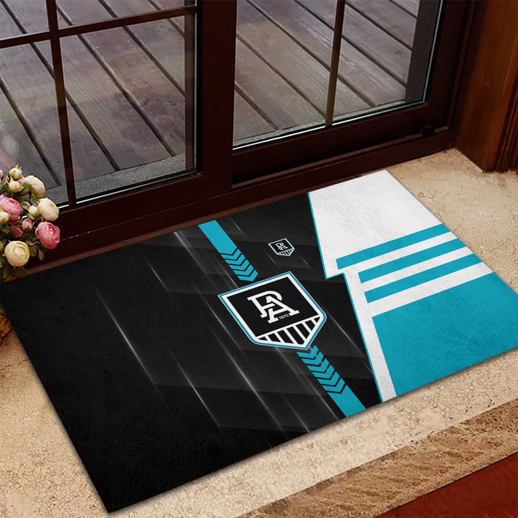 Port Adelaide Power Rubber Doormat Modern Geometric Sports Graphic Style