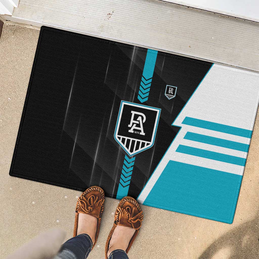 Port Adelaide Power Rubber Doormat Modern Geometric Sports Graphic Style