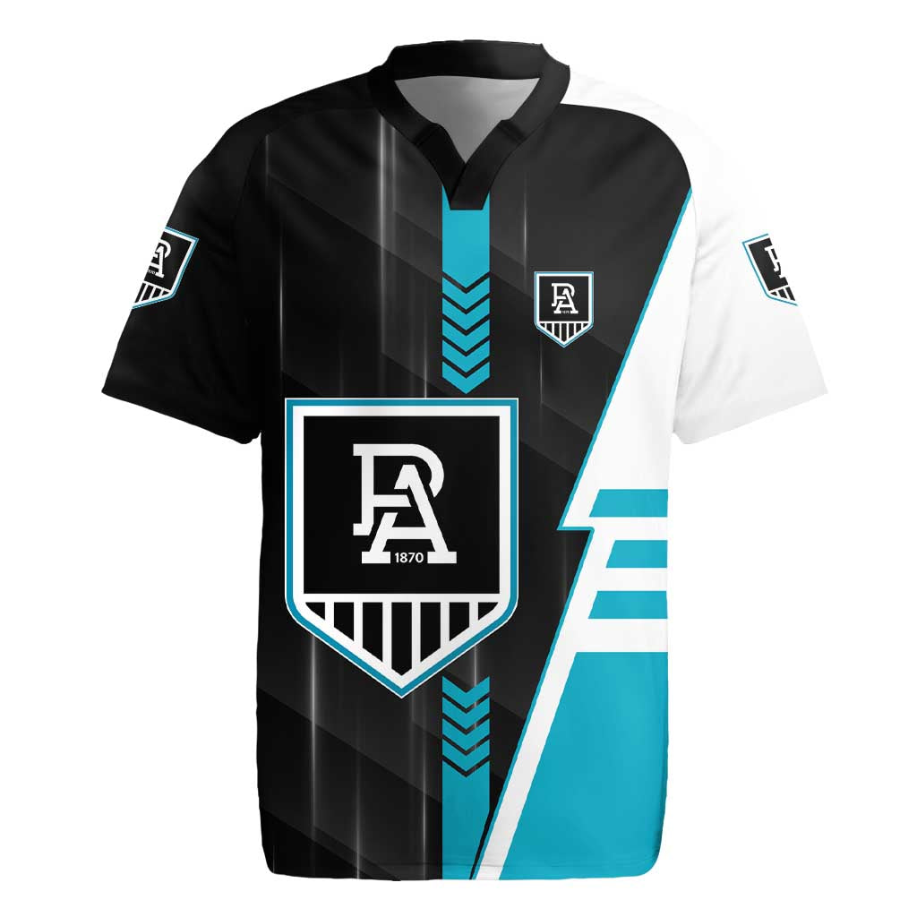 Personalized Port Adelaide Power Rugby Jersey Modern Geometric Sports Graphic Style