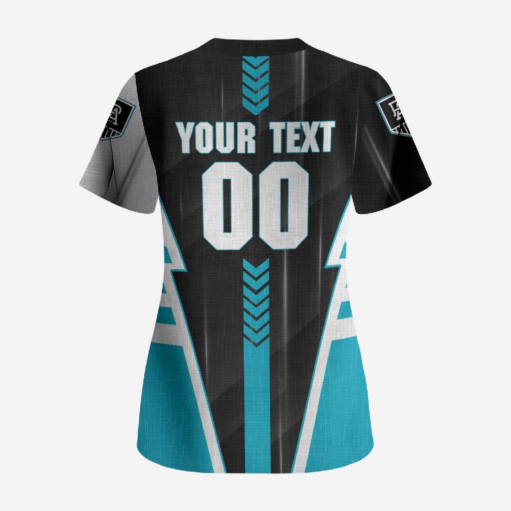 Personalized Port Adelaide Power Scrub Top Modern Geometric Sports Graphic Style