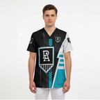 Personalized Port Adelaide Power Scrub Top Modern Geometric Sports Graphic Style