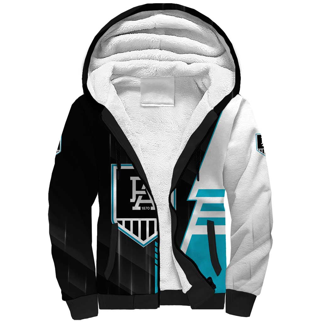 Personalized Port Adelaide Power Sherpa Hoodie Modern Geometric Sports Graphic Style
