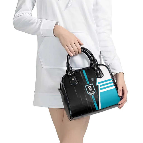 Port Adelaide Power Shoulder Handbag Modern Geometric Sports Graphic Style