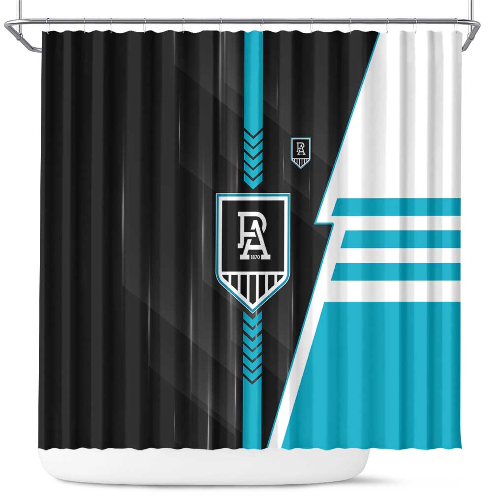 Port Adelaide Power Shower Curtain Modern Geometric Sports Graphic Style