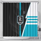 Port Adelaide Power Shower Curtain Modern Geometric Sports Graphic Style