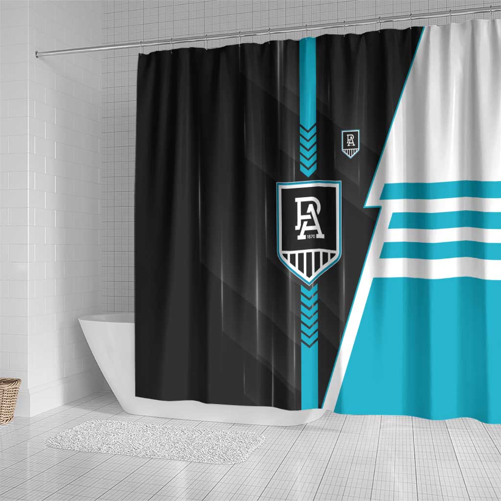 Port Adelaide Power Shower Curtain Modern Geometric Sports Graphic Style