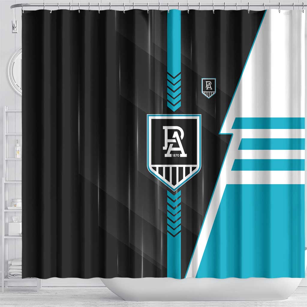 Port Adelaide Power Shower Curtain Modern Geometric Sports Graphic Style