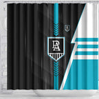 Port Adelaide Power Shower Curtain Modern Geometric Sports Graphic Style