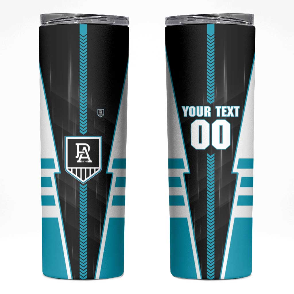 Personalized Port Adelaide Power Skinny Tumbler Modern Geometric Sports Graphic Style
