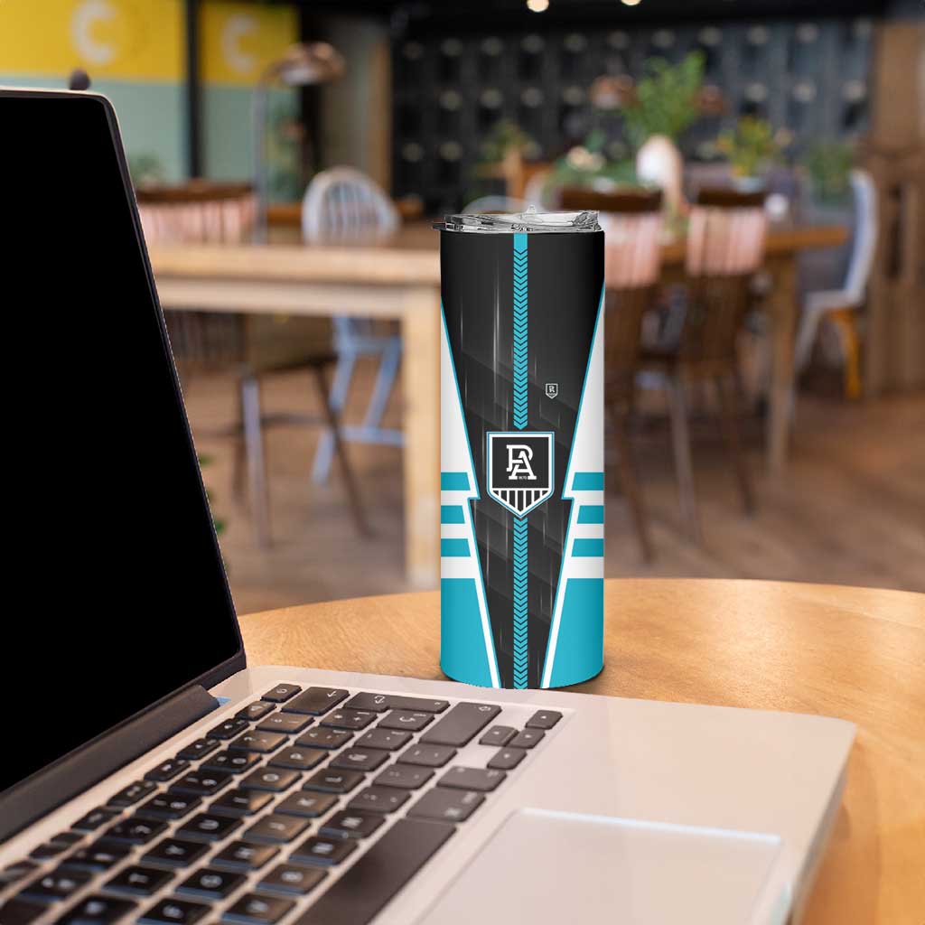 Personalized Port Adelaide Power Skinny Tumbler Modern Geometric Sports Graphic Style