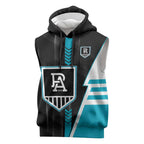 Personalized Port Adelaide Power Sleeveless Hoodie Modern Geometric Sports Graphic Style