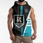 Personalized Port Adelaide Power Sleeveless Hoodie Modern Geometric Sports Graphic Style