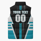 Personalized Port Adelaide Power Sleeveless Puffer Jacket Modern Geometric Sports Graphic Style