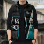 Personalized Port Adelaide Power Sleeveless Puffer Jacket Modern Geometric Sports Graphic Style