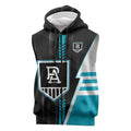 Personalized Port Adelaide Power Sleeveless Zip Hoodie Modern Geometric Sports Graphic Style