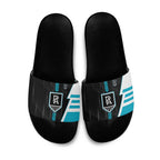 Port Adelaide Power Slide Sandals Modern Geometric Sports Graphic Style