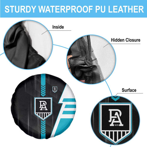Port Adelaide Power Spare Tire Cover Modern Geometric Sports Graphic Style