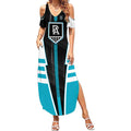 Personalized Port Adelaide Power Summer Maxi Dress Modern Geometric Sports Graphic Style