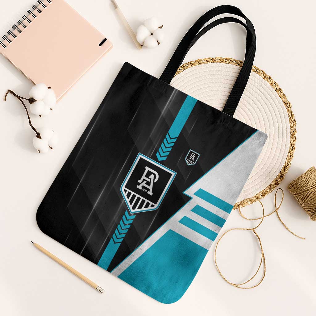 Port Adelaide Power Tote Bag Modern Geometric Sports Graphic Style