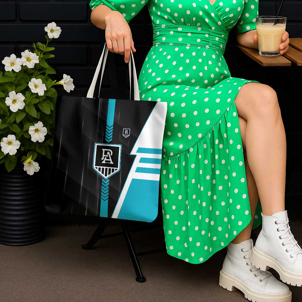 Port Adelaide Power Tote Bag Modern Geometric Sports Graphic Style