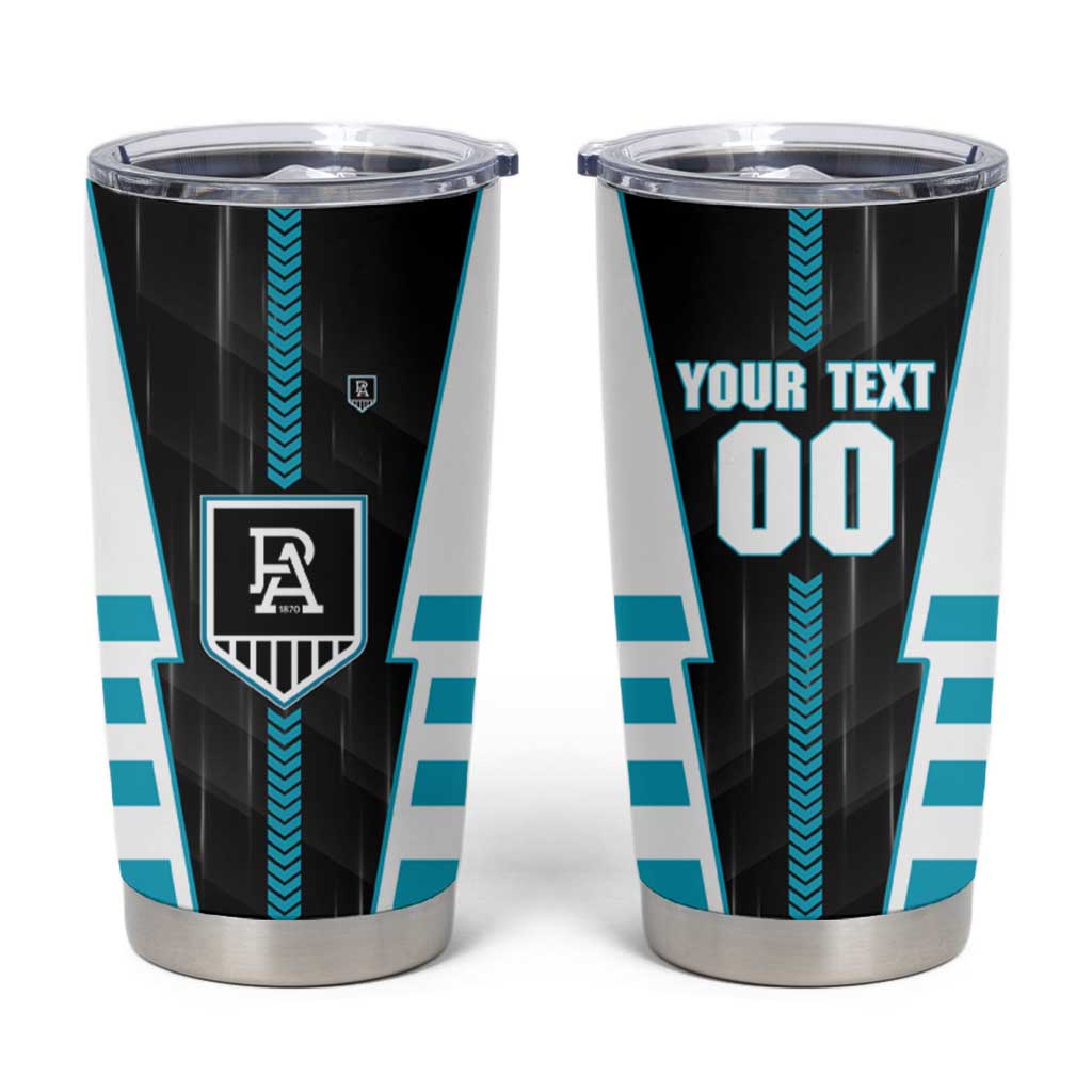 Personalized Port Adelaide Power Tumbler Cup Modern Geometric Sports Graphic Style