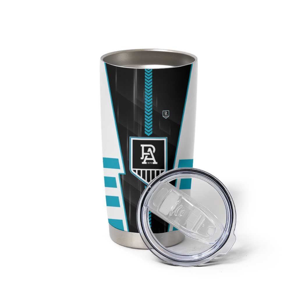 Personalized Port Adelaide Power Tumbler Cup Modern Geometric Sports Graphic Style
