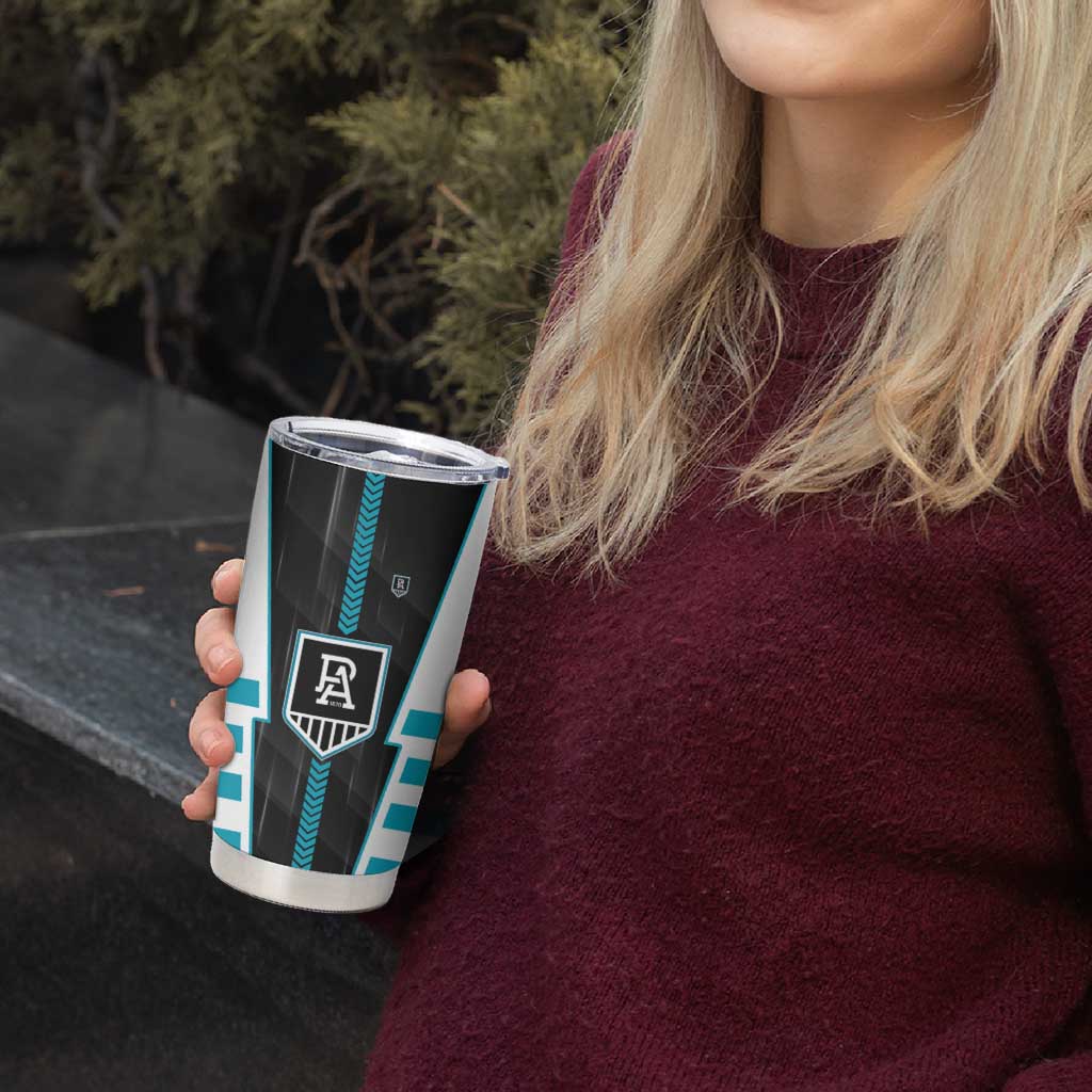 Personalized Port Adelaide Power Tumbler Cup Modern Geometric Sports Graphic Style