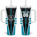 Personalized Port Adelaide Power Tumbler With Handle Modern Geometric Sports Graphic Style