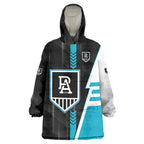 Personalized Port Adelaide Power Wearable Blanket Hoodie Modern Geometric Sports Graphic Style