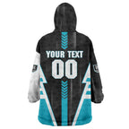 Personalized Port Adelaide Power Wearable Blanket Hoodie Modern Geometric Sports Graphic Style