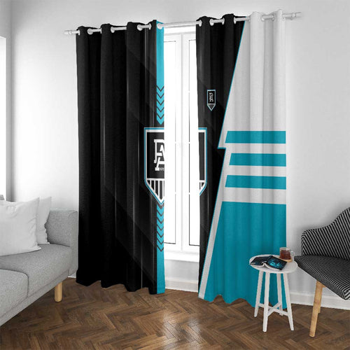 Port Adelaide Power Window Curtain Modern Geometric Sports Graphic Style