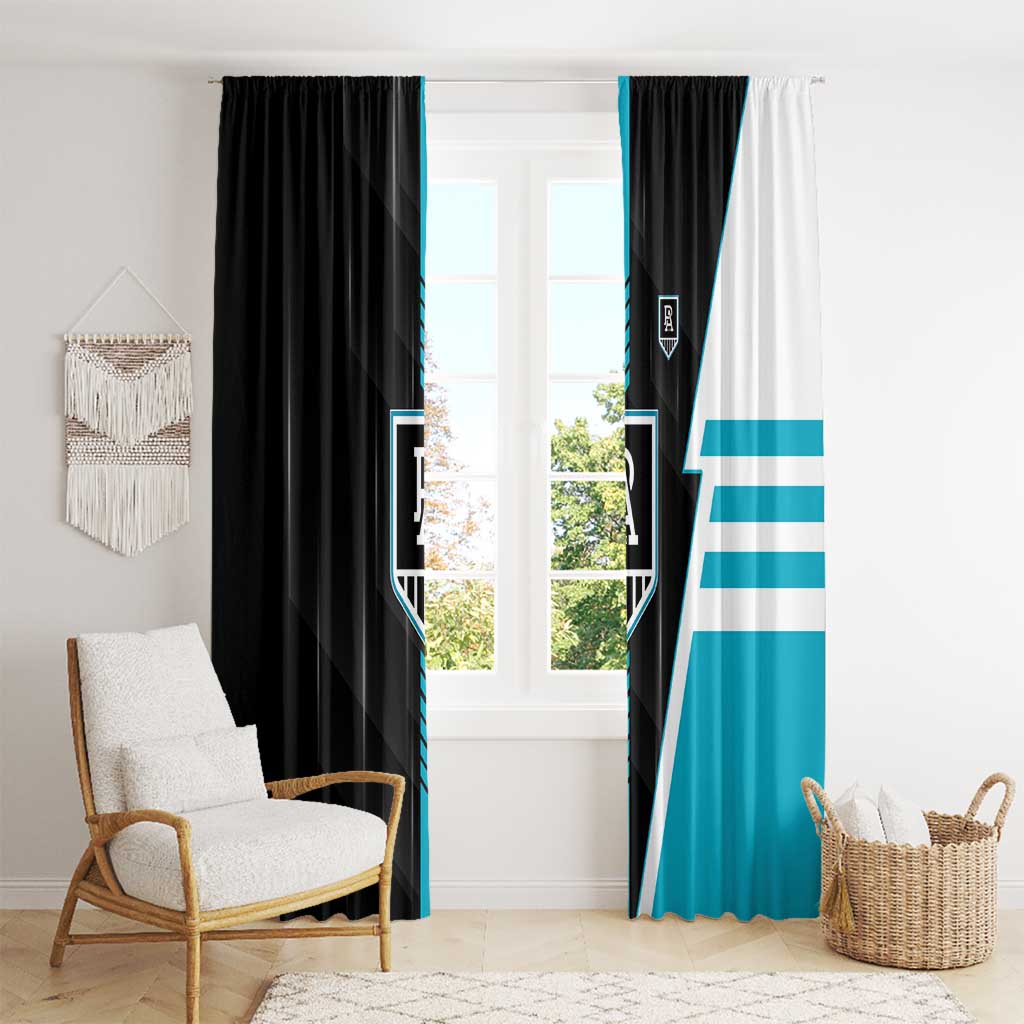Port Adelaide Power Window Curtain Modern Geometric Sports Graphic Style