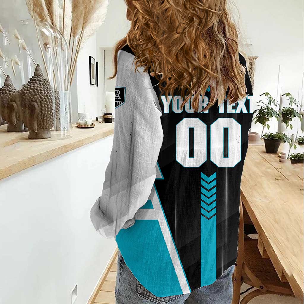 Personalized Port Adelaide Power Women Casual Shirt Modern Geometric Sports Graphic Style