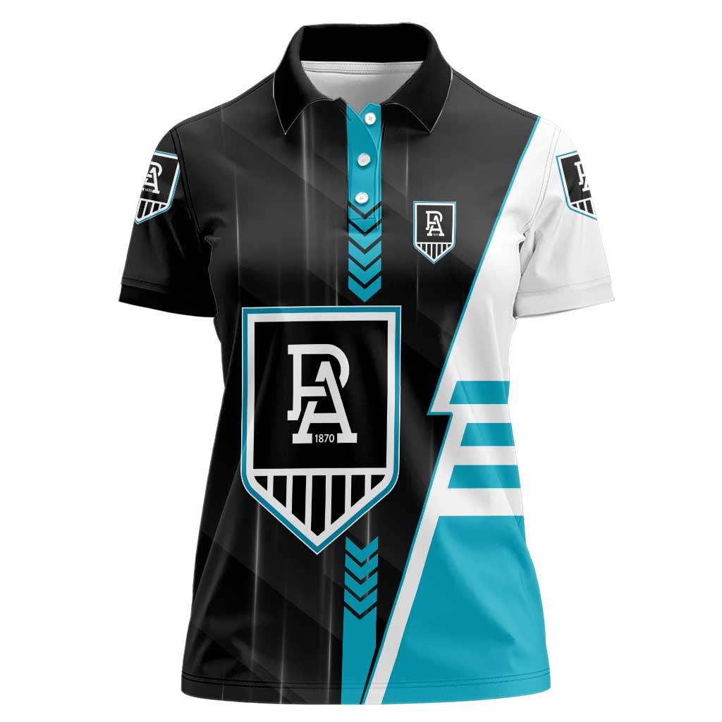 Personalized Port Adelaide Power Women Polo Shirt Modern Geometric Sports Graphic Style