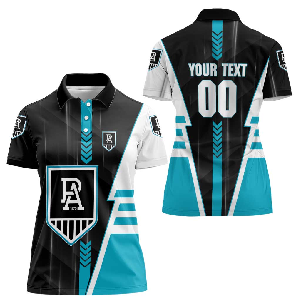 Personalized Port Adelaide Power Women Polo Shirt Modern Geometric Sports Graphic Style