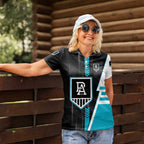 Personalized Port Adelaide Power Women Polo Shirt Modern Geometric Sports Graphic Style