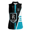 Personalized Port Adelaide Power Women Sleeveless Polo Shirt Modern Geometric Sports Graphic Style