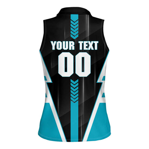 Personalized Port Adelaide Power Women Sleeveless Polo Shirt Modern Geometric Sports Graphic Style