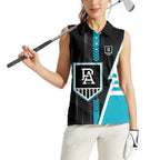 Personalized Port Adelaide Power Women Sleeveless Polo Shirt Modern Geometric Sports Graphic Style