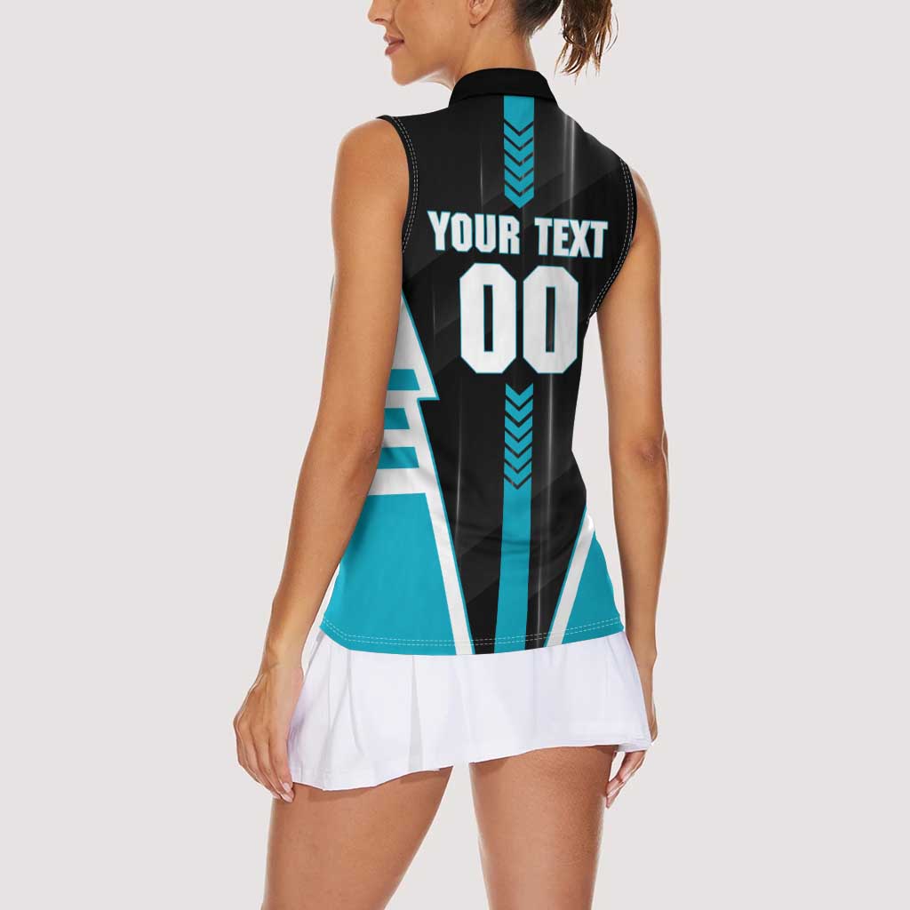 Personalized Port Adelaide Power Women Sleeveless Polo Shirt Modern Geometric Sports Graphic Style