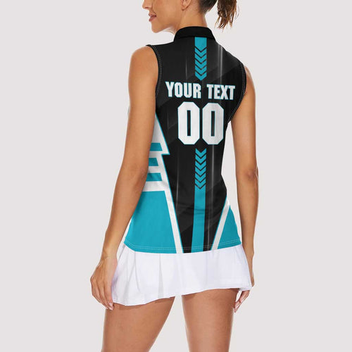 Personalized Port Adelaide Power Women Sleeveless Polo Shirt Modern Geometric Sports Graphic Style
