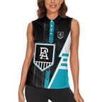 Personalized Port Adelaide Power Women Sleeveless Polo Shirt Modern Geometric Sports Graphic Style