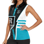 Personalized Port Adelaide Power Women Sleeveless Polo Shirt Modern Geometric Sports Graphic Style