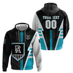 Personalized Port Adelaide Power Zip Hoodie Modern Geometric Sports Graphic Style